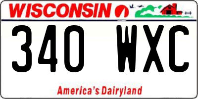 WI license plate 340WXC
