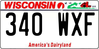 WI license plate 340WXF