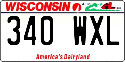 WI license plate 340WXL