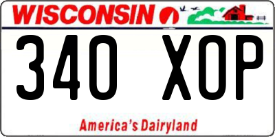 WI license plate 340XOP