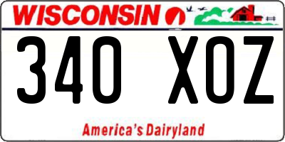 WI license plate 340XOZ