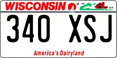 WI license plate 340XSJ