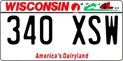 WI license plate 340XSW