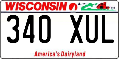 WI license plate 340XUL