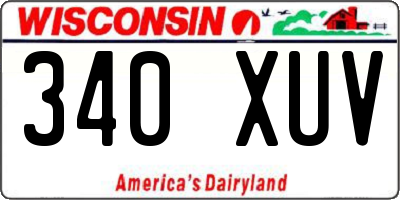 WI license plate 340XUV