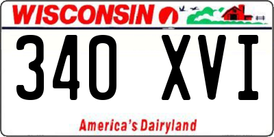 WI license plate 340XVI