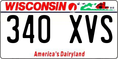 WI license plate 340XVS