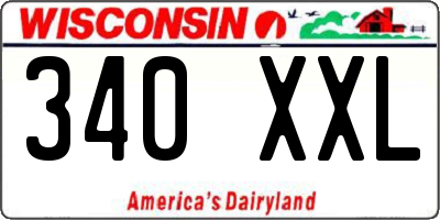 WI license plate 340XXL