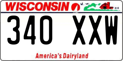 WI license plate 340XXW