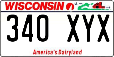 WI license plate 340XYX