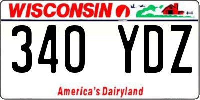 WI license plate 340YDZ