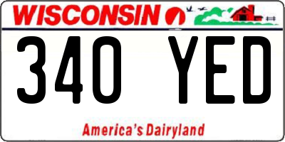 WI license plate 340YED