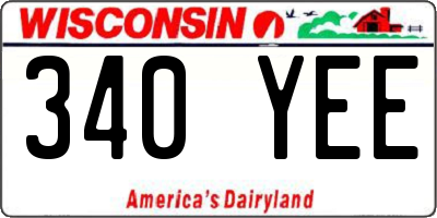WI license plate 340YEE
