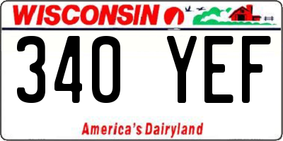 WI license plate 340YEF