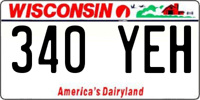 WI license plate 340YEH