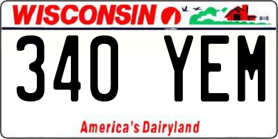 WI license plate 340YEM