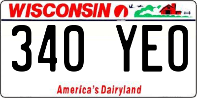 WI license plate 340YEO