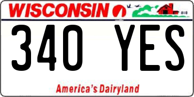 WI license plate 340YES