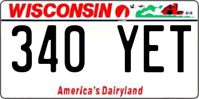 WI license plate 340YET