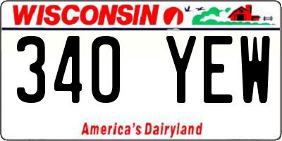 WI license plate 340YEW