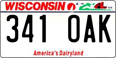 WI license plate 341OAK