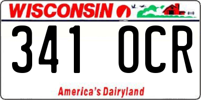 WI license plate 341OCR