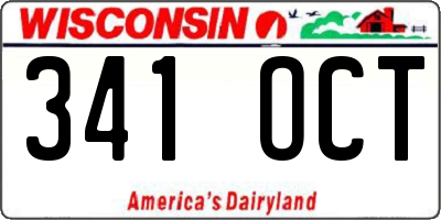 WI license plate 341OCT