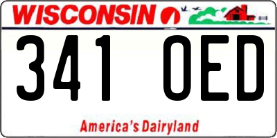 WI license plate 341OED