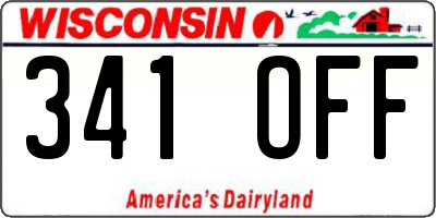 WI license plate 341OFF