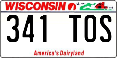 WI license plate 341TOS