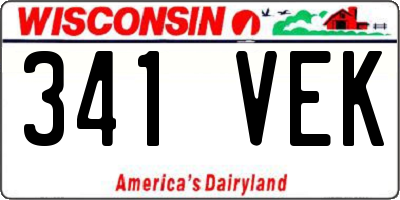 WI license plate 341VEK