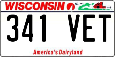 WI license plate 341VET