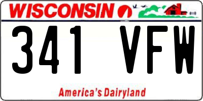 WI license plate 341VFW