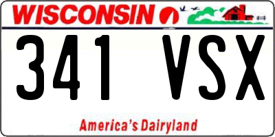 WI license plate 341VSX