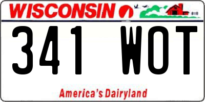 WI license plate 341WOT