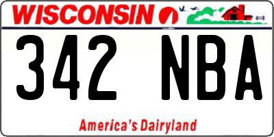 WI license plate 342NBA