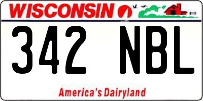 WI license plate 342NBL