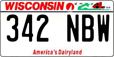 WI license plate 342NBW