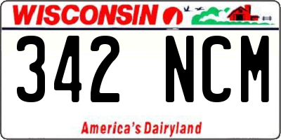 WI license plate 342NCM