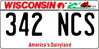 WI license plate 342NCS