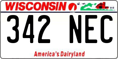 WI license plate 342NEC
