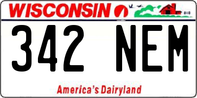 WI license plate 342NEM