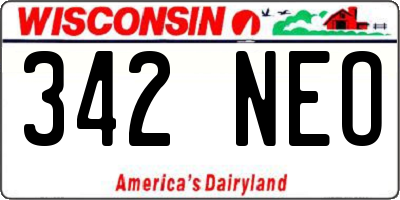 WI license plate 342NEO