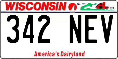 WI license plate 342NEV