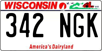 WI license plate 342NGK
