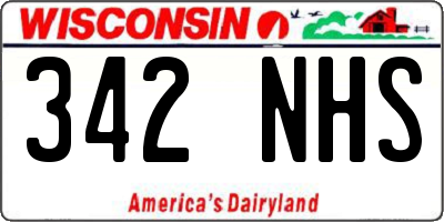 WI license plate 342NHS