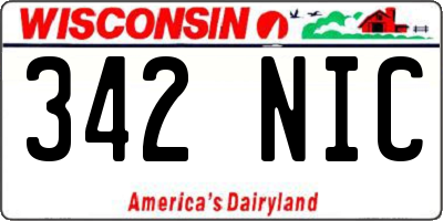 WI license plate 342NIC