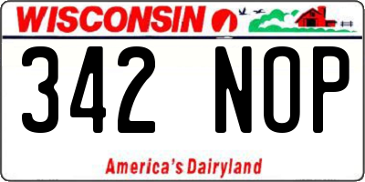 WI license plate 342NOP