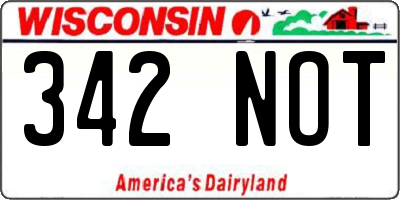 WI license plate 342NOT