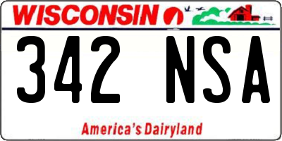 WI license plate 342NSA